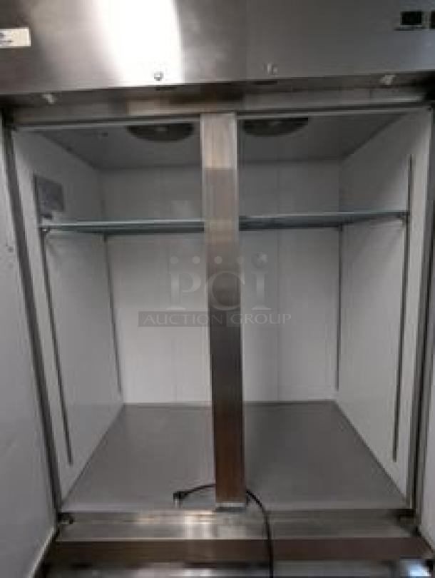 Turbo Air TSR-49-HC two-door reach-in refrigerator, superb condition, 115V, stainless steel interior, fully tested.
