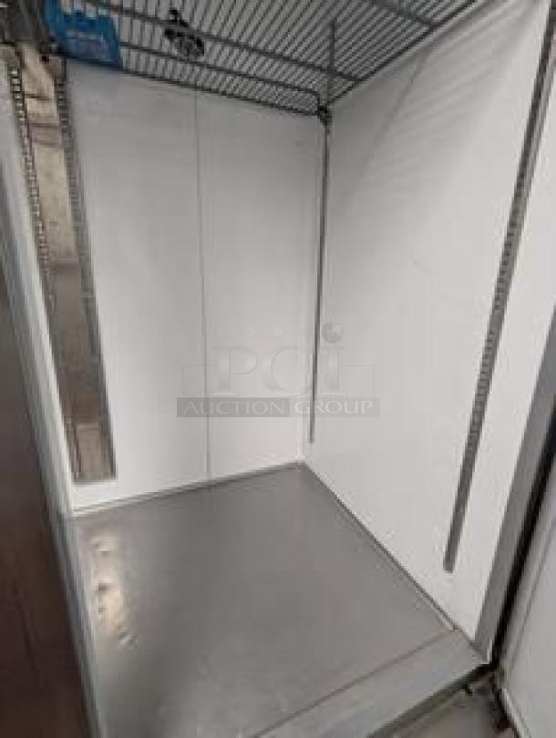 Turbo Air TSR-49-HC two-door reach-in refrigerator, superb condition, 115V, interior view with adjustable shelving.