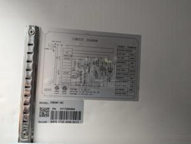 Turbo Air TSR-49-HC Two-Door Reach-In Refrigerator label, showing model and serial number details for verification.