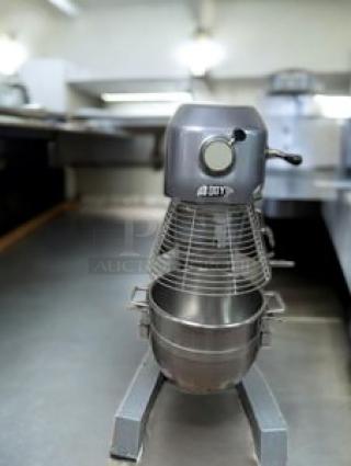 Doyon EM30 30 Qt. Vertical Food Mixer in immaculate condition, 220V, fully tested and working, industrial kitchen setting.