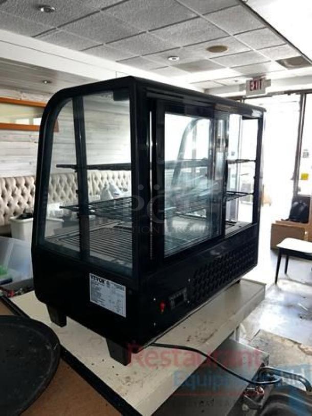 VEVOR PGX-180L display refrigerator in outstanding condition, black, countertop model, fully tested and working, 115V.