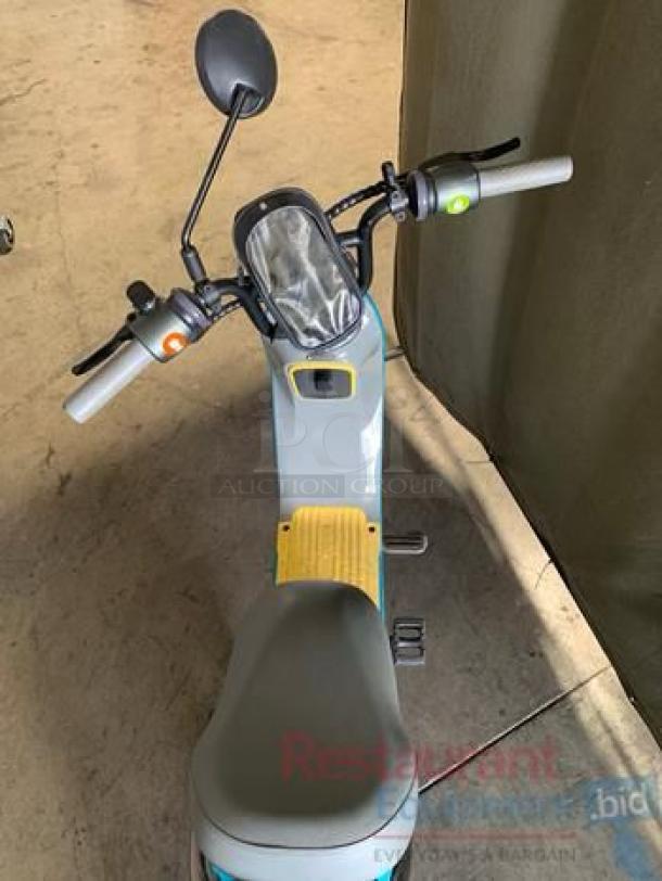 Segway Ninebot C80 electric moped scooter, superb condition, includes 115V charger, fully tested and working, shown from seat view.