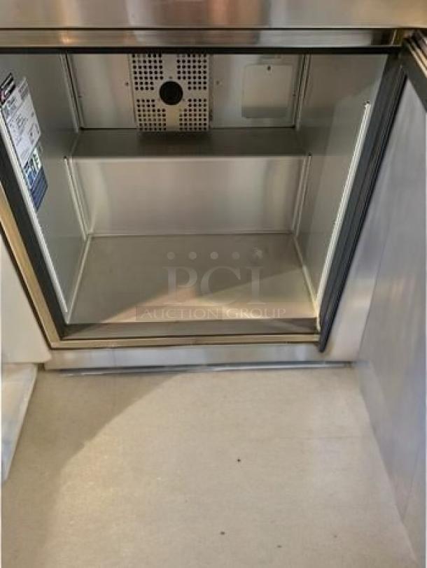True TWT-27F-HC single door undercounter freezer, stainless steel, superb condition, fully tested, 115V, open door view.