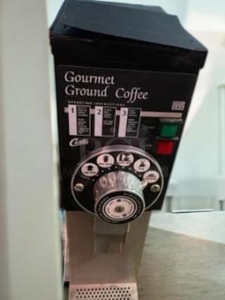 Wilbur Curtis GSG-3BLK coffee grinder, superb condition, tested and working, 120V, labeled controls visible.