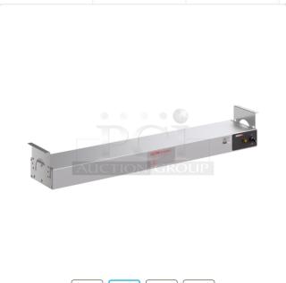 Brand new ServIt 423SWT36, 36" single strip warmer, toggle controls, 120V, still in box, caution hot surface label.