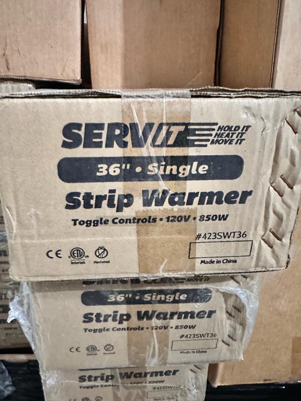 Brand new ServIt 423SWT36, 36" single strip warmer with toggle controls, 120V, in original box, #423SWT36, Made in China.