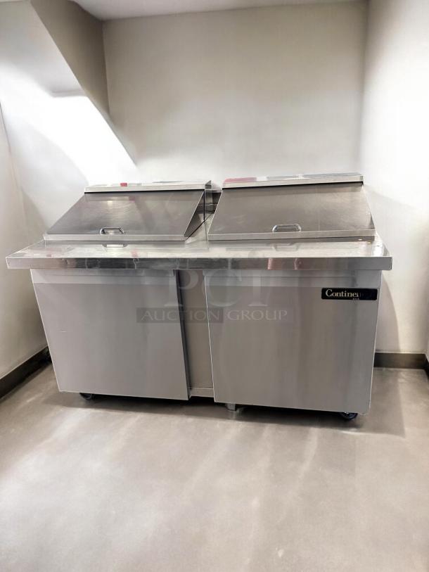 Continental Refrigerator SW60-24M, 60" sandwich prep table, superb condition, stainless steel finish, tested and working.
