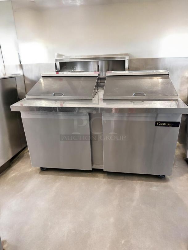 Continental Refrigerator SW60-24M sandwich/salad prep table in superb condition. Stainless steel, 60", fully tested, 115V.