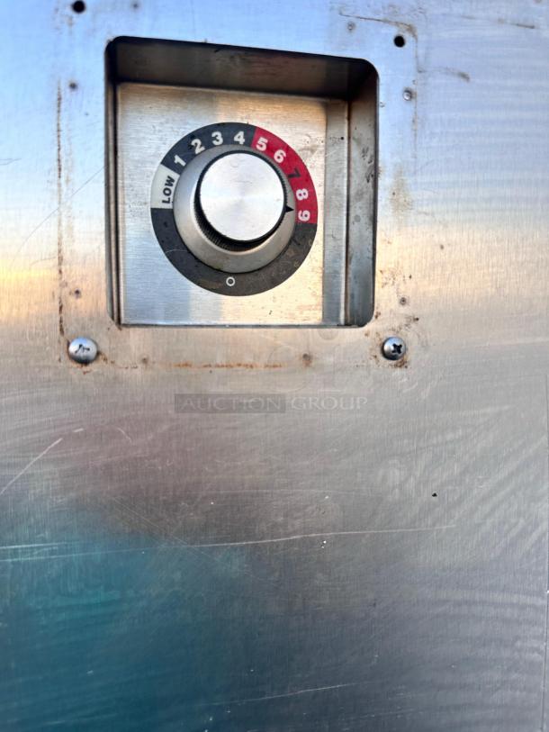 FWE TST-16-EPL Heated Holding Cabinet, stainless steel with dial showing settings from low to 9, outstanding condition.