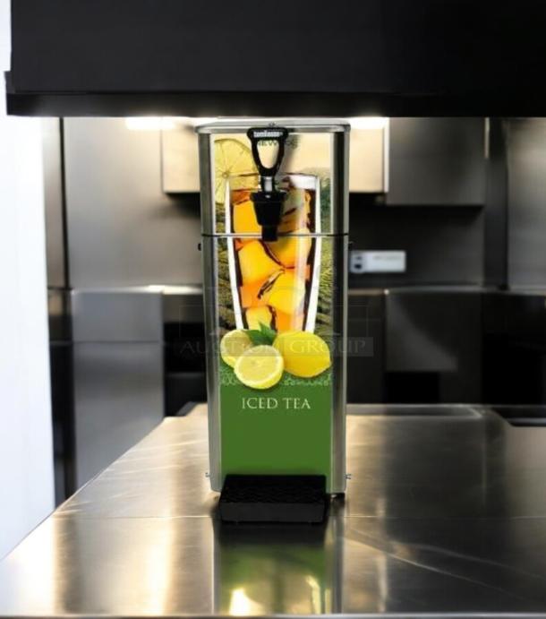 Newco FPM-1 Tomlinson Beverage Dispenser, superb condition, fully tested. Features a Tomlinson spigot, iced tea graphics.