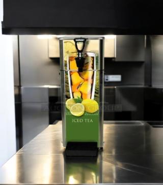 Newco FPM-1 Tomlinson Beverage Dispenser, superb condition, fully tested. Features a Tomlinson spigot, iced tea graphics.