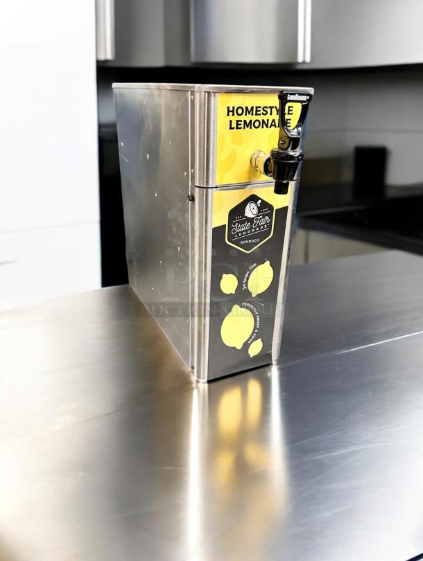 Newco FPM-1 Beverage Dispenser with Tomlinson Spigot in superb condition, "Homestyle Lemonade" label, fully tested.