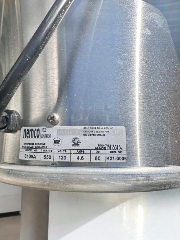 Nemco 6100A soup warmer, superb condition, 120V, 550W, stainless steel, NSF certified, fully tested, made in USA.
