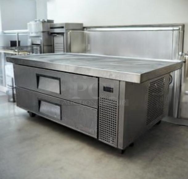 True TRCB-52 refrigerated chef base, 52" with two stainless steel drawers, in outstanding condition, 115V, fully tested.