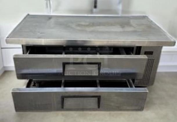 True TRCB-52 refrigerated chef base, 52", stainless steel, 2 drawers, outstanding condition, 115V, fully tested.