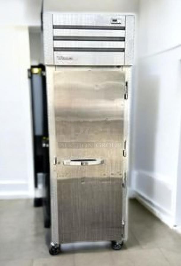 True T-23-HC single door reach-in refrigerator, stainless steel, great condition, fully tested, 115V, on casters.