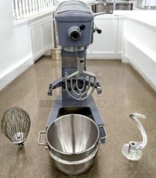 Hobart Heavy-Duty Commercial Planetary Mixer with whisk, bowl, and dough hook attachments. Excellent condition.