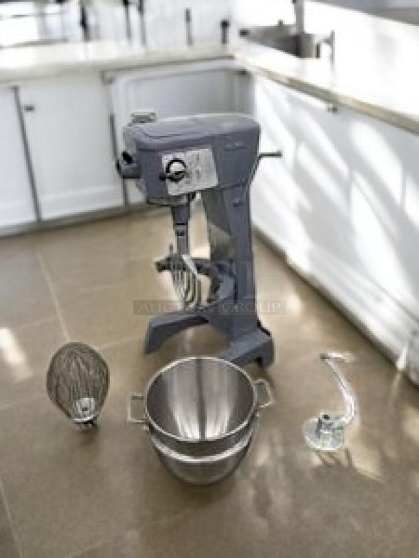 Hobart Heavy-Duty Commercial Planetary Mixer, outstanding condition, includes stainless steel bowl and attachments.
