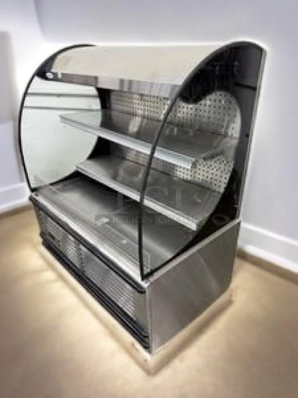 Kool-It KFM-36 refrigerated open air merchandiser, 36", superb condition, 115V, tested, with glass sides and metal shelves.