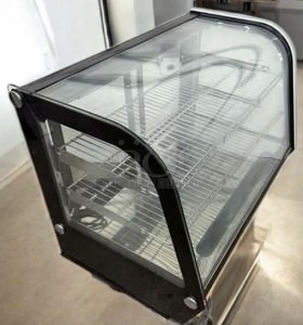 Omcan 17167 refrigerated countertop display case in outstanding condition, glass merchandiser, 115V, fully tested.
