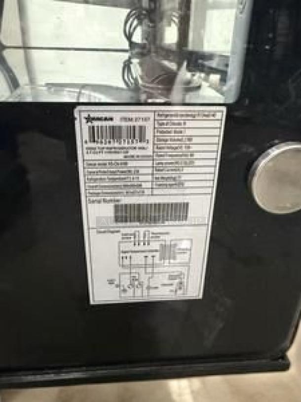 Omcan 17167 refrigerated countertop display case, 115V, fully tested, outstanding condition. Manufacturer label visible.