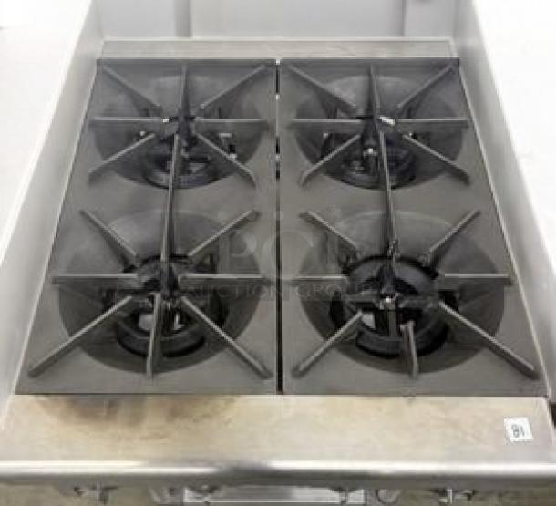 Equal 4-burner gas hotplate on stainless steel stand, immaculate condition, natural gas, tested and working.