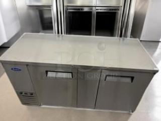 Atosa MBB69 69" back bar cooler, double glass door, fully tested, excellent condition, 115V.