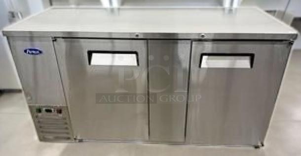 Atosa MBB69 Back Bar Cooler, 69", double glass swing doors, stainless steel, top-tier condition, fully tested, 115V.