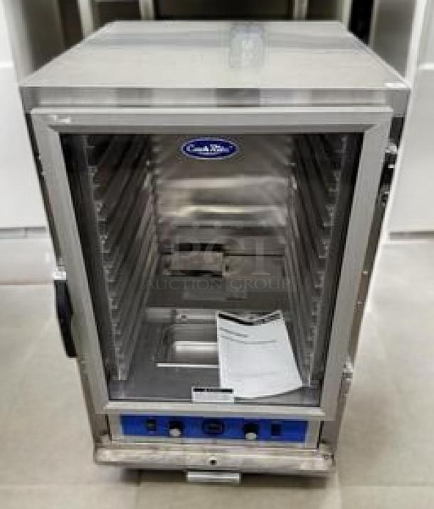 CookRite full-size holding cabinet, 120V, stainless steel, fully tested, with control panel and manual, excellent condition.