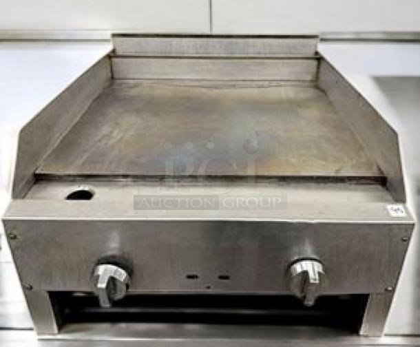 Superior Condition – 24" Commercial Gas Countertop Griddle, 2-Burner, Stainless Steel, Fully Tested & Functional.