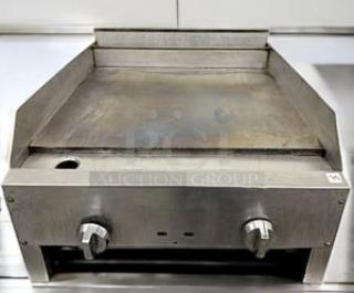 Superior Condition – 24" Commercial Gas Countertop Griddle, 2-Burner, Stainless Steel, Fully Tested & Functional.