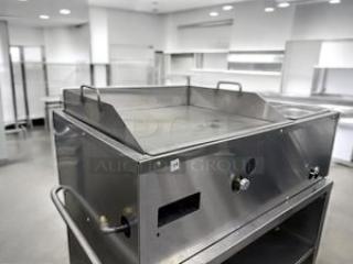 Commercial 36" gas griddle with 3 steam table wells, stainless steel, excellent condition, fully tested and working.