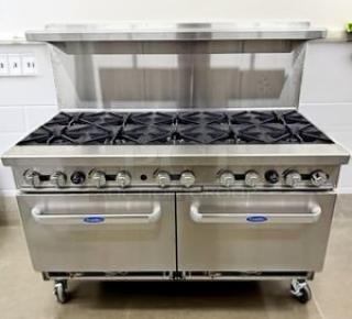 Atosa AGR-10B 60" gas range with 10 open burners, double ovens; premium condition; fully tested and working.