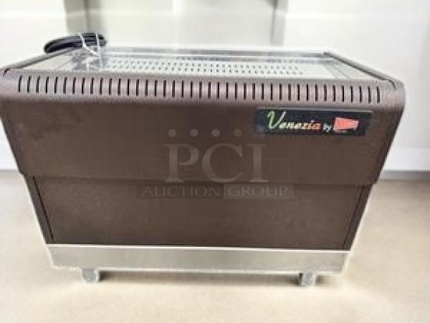 Venezia by Cecilware ESP2 espresso machine, 2-group, brown finish, outstanding condition, model label visible, tested working.