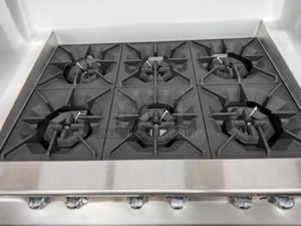 CookRite ATSP-18-6 36" countertop gas hotplate with 6 burners, in exceptional condition, fully tested and operational.