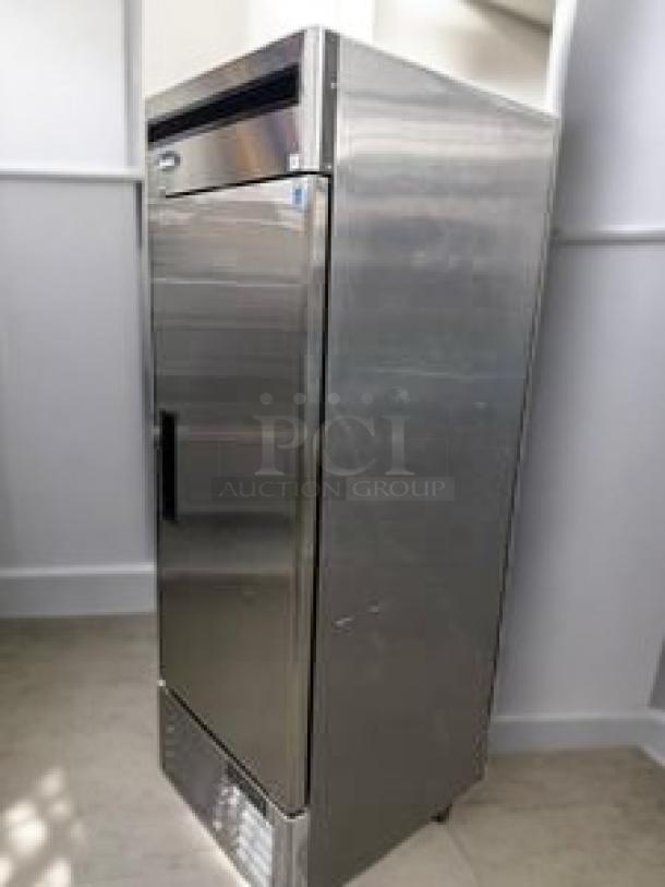 Atosa MBF8501GR Single Door Reach-In Refrigerator, superb condition, 115V, fully tested, stainless steel exterior.