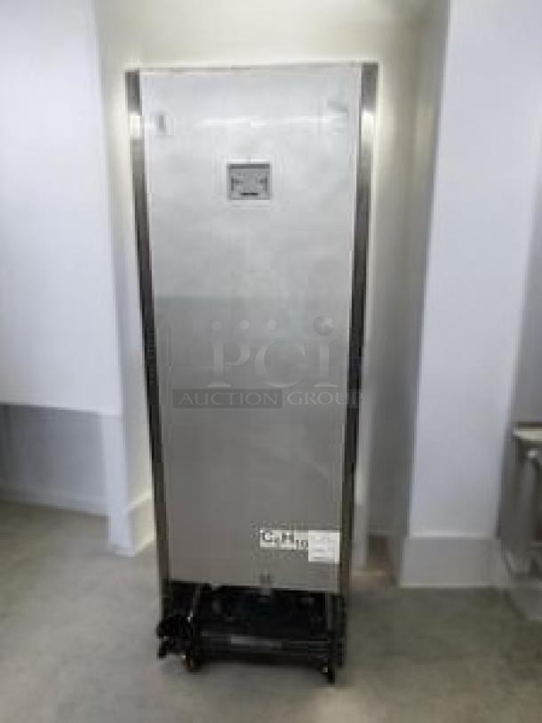 Atosa MBF8501GR single door reach-in refrigerator, superb condition, 115V, stainless steel, labels indicating fully tested.