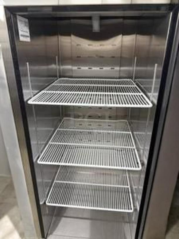 Atosa MBF8501GR single door reach-in refrigerator, superb condition, stainless steel, four wire shelves, fully tested, 115V.