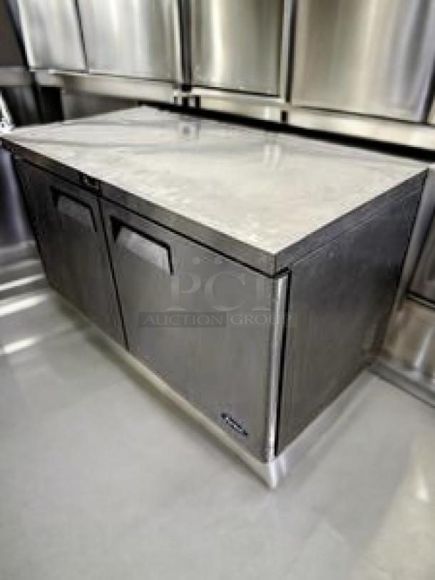 Outstanding condition Atosa MGF8402GR 2-door undercounter refrigerator, stainless steel, 115V, fully tested.
