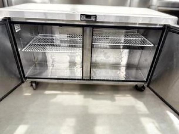 Atosa MGF8402GR 2-Door Undercounter Refrigerator, fully tested, excellent condition, stainless steel, 115V, interior shelving.