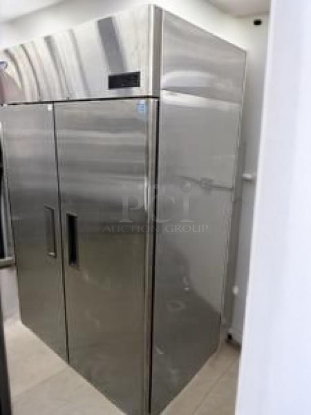 Atosa MBF8505GR Double Door Refrigerator, stainless steel, excellent condition, 115V, reach-in model, fully tested.