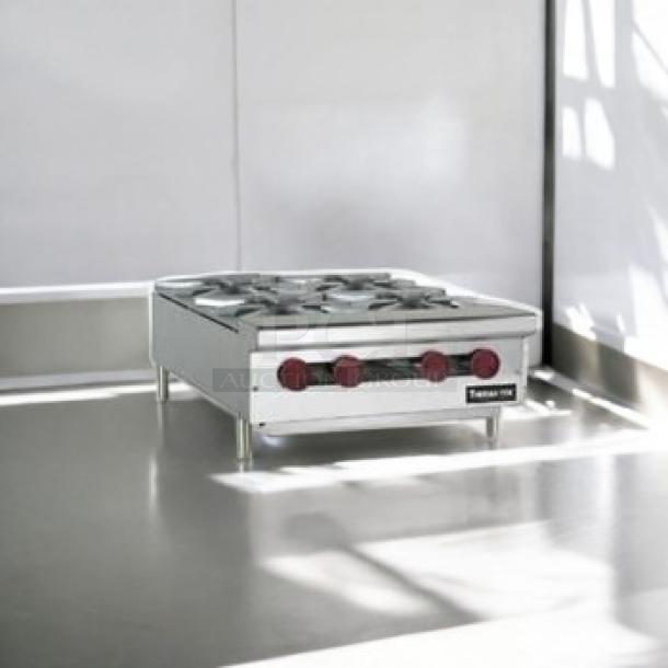 Therma-Tek TCHP24-4L gas hotplate with 4 burners, stainless steel, brand new, 24" countertop model, fully tested.