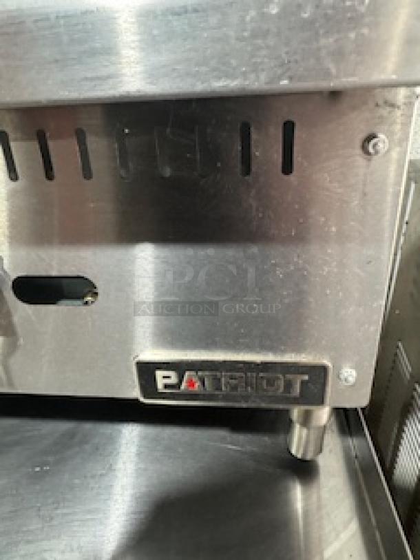 Patriot PT-G36-M gas griddle, 36-inch, 90,000 BTU, thermostat controlled, 3/4” rear NPT gas inlet, stainless steel, used condition.