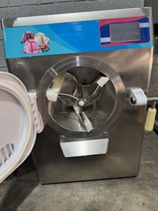 Heavy duty countertop gelato ice cream machine ICM-28, 110V, 2000W, 176 lbs. Features ETL Certificate, ideal for commercial use.