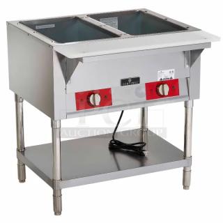 Sentinel FZ-06B1 2-Well Electric Hot Food Table, 120V, 30"W, almost new, tested, with control knobs and shelf.