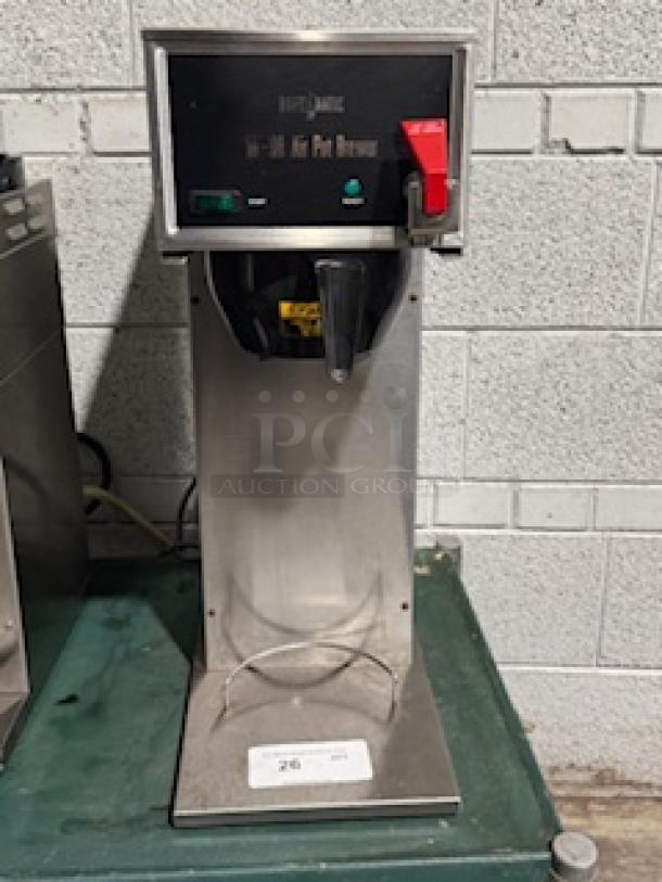 Bregmatic 1010546 Commercial Coffee Maker, 120V, stainless steel, with black and red controls, used condition.