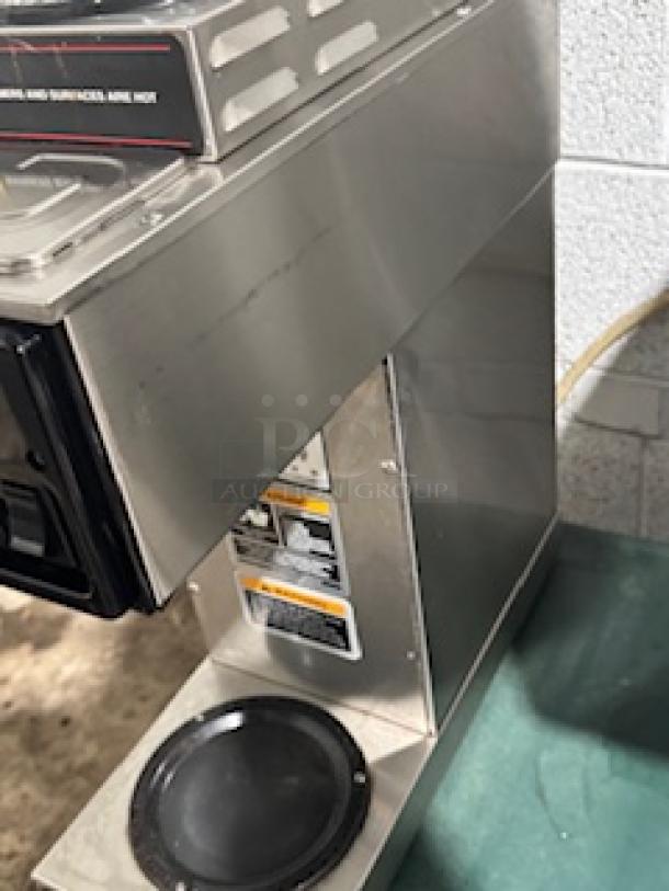 BUNN ST-35 coffee maker with LCD, stainless steel, 2 upper/1 lower warmer, tested working condition, visible control panel.