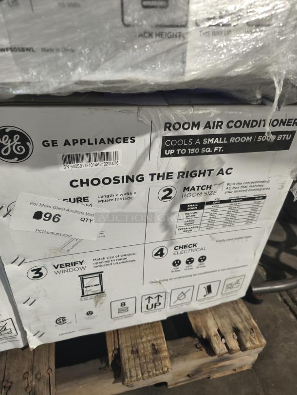 BRAND NEW GE 5,000 BTU window AC, model AWFS05BWL, scratch and dent condition, fits small rooms up to 150 sq. ft.