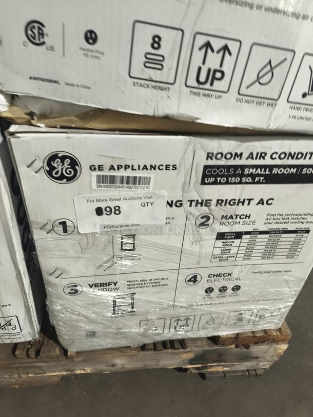 BRAND NEW SCRATCH AND DENT GE® 5,000 BTU Mechanical Window Air Conditioner, model AWFS05BWL, in original packaging.