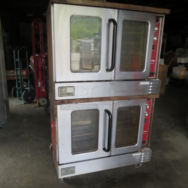 Southbend Silver Star electric convection oven, model SLES/20SC, double stack, 8 racks, on casters, condition untested.